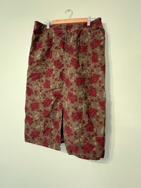 Eddie Bauer Olive and Burgundy Corduroy Floral Jacket- 100% cotton